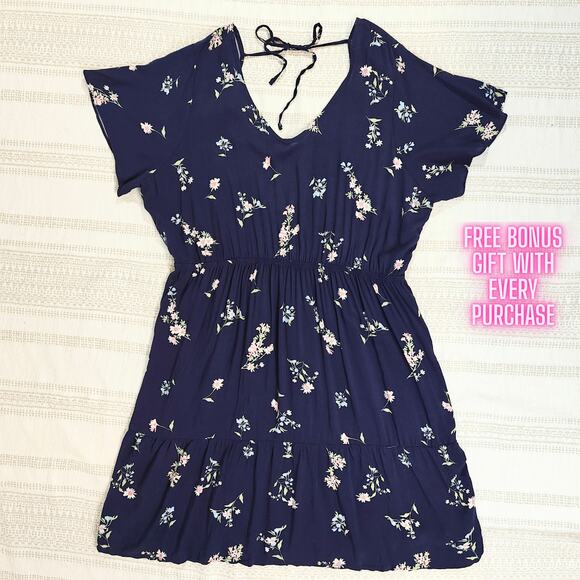 Pink Rose Blue Floral Babydoll Dress Size 0X NWT - Picture 1 of 6